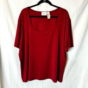 Liz Claiborne Woman’s Square Neck Red Blouse Size 3X